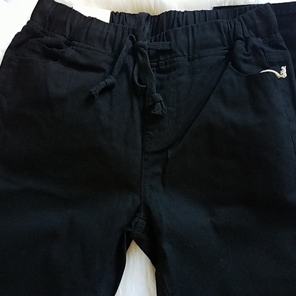 ❣Black Distressed Drawstring Twill Pants❣ - Picture 2 of 4